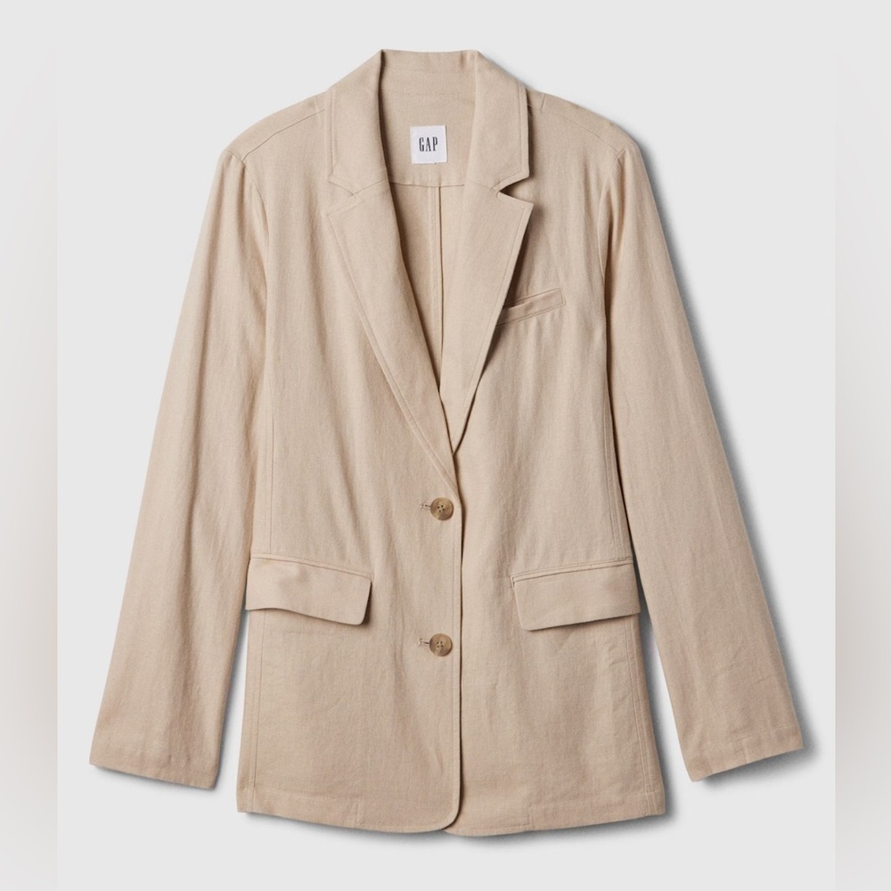 GAP - relaxed fit linen blend blazer - beige - size XXL